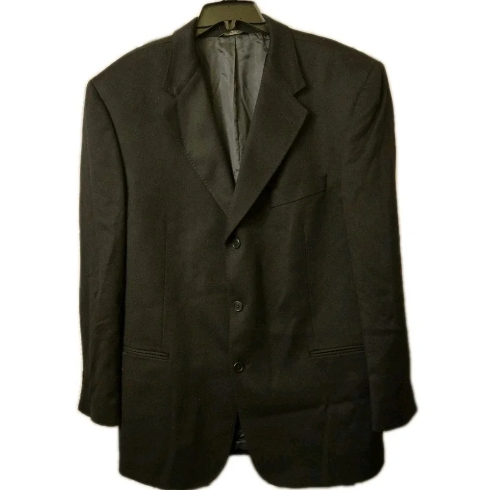 Hathaway Platinum 100% Cashmere Sport Coat Blazer Black 44R Classic Tailored Fit